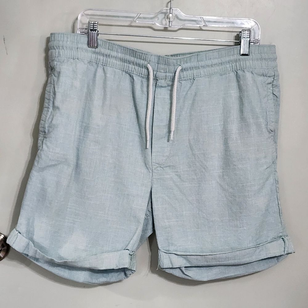 H&M Mens Shorts L Blue 100% Cotton Pull On With Pockets